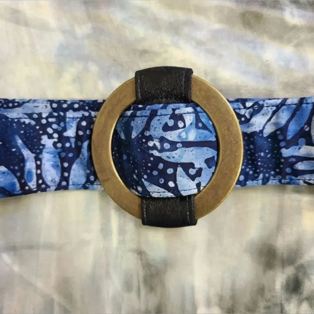 BELT Margot fashion handmade blue tropical print statement belt